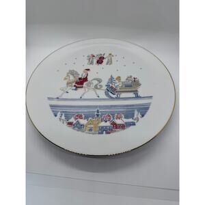 Heinrich & Co. Selb Bavaria Christmas Collector Plate Santa Sleigh Angels
